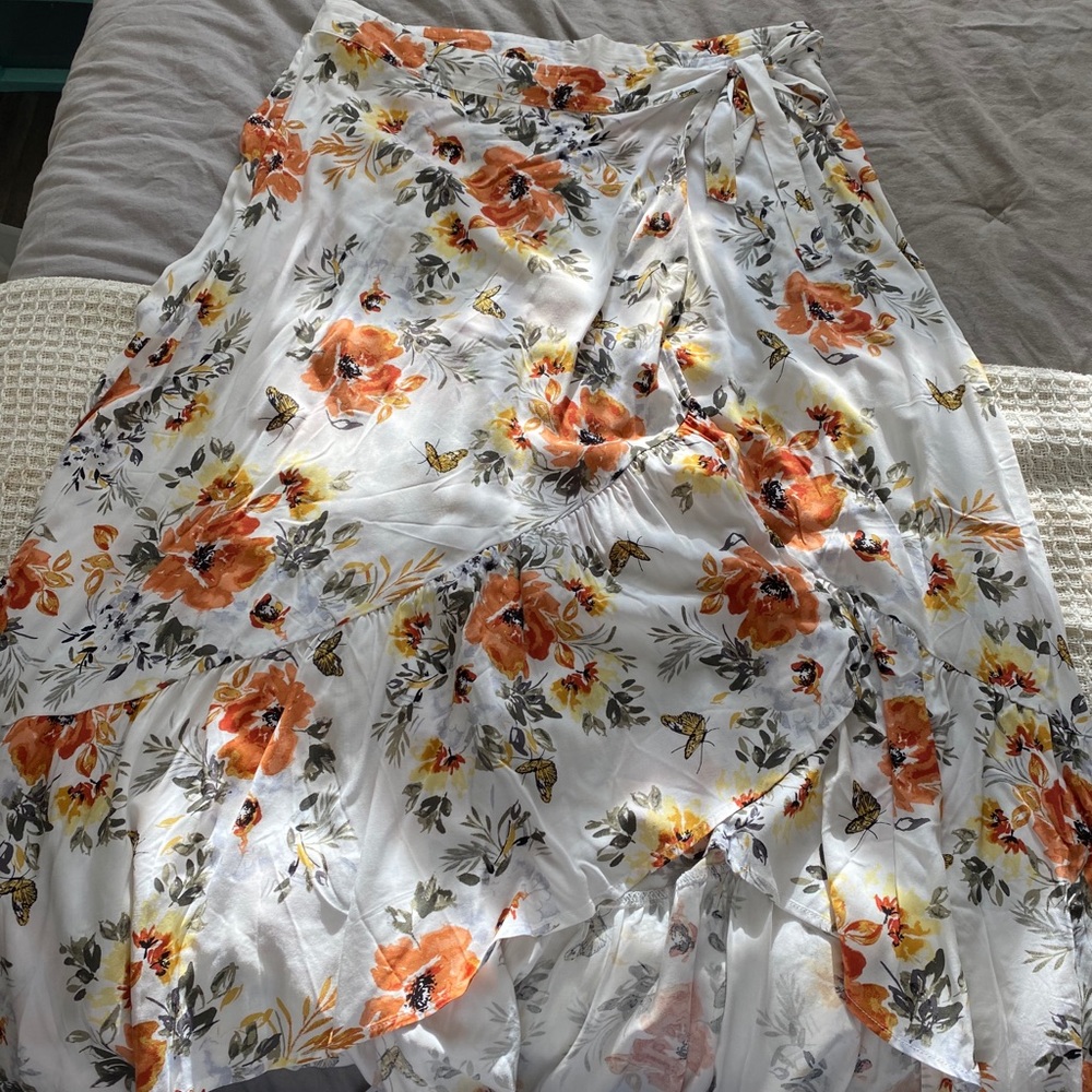 Wrap high low floral skirt